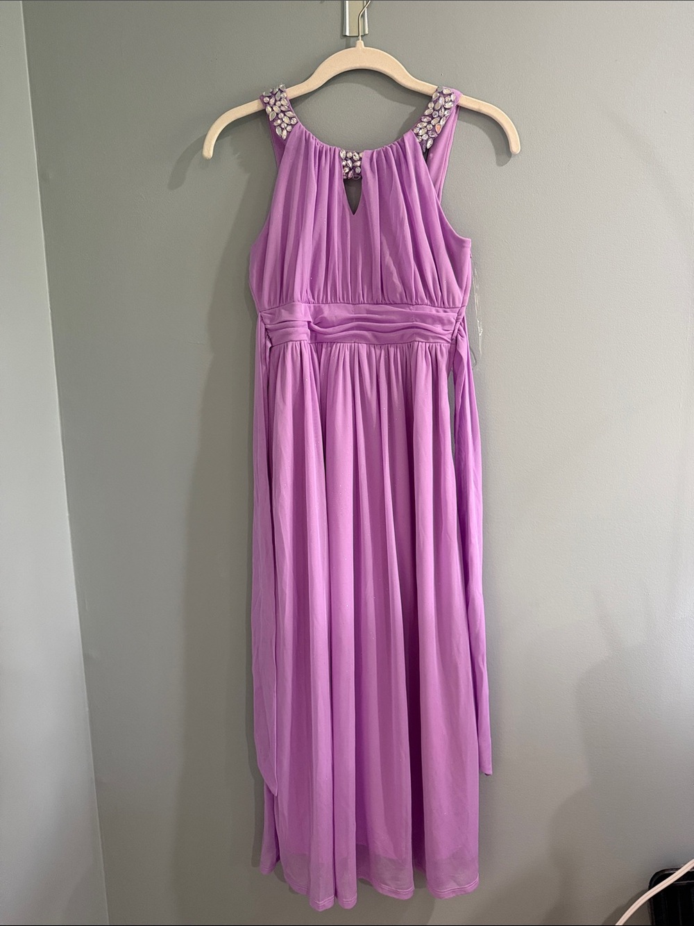 Never Worn!!! Rare Editions Lavender Beaded-Strap Chiffon Formal Dress